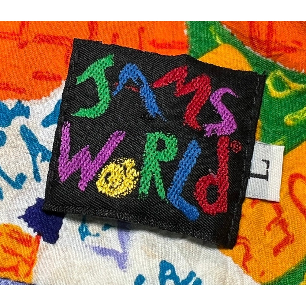 Jams World Button Down Shirt Mens L Blue "Tropicale Street" S/S VTG Rare 1980s